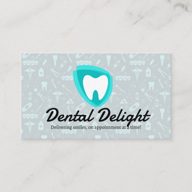 Carte De Visite Logo Dentiste Moderne | Motifs dentaires (Devant)