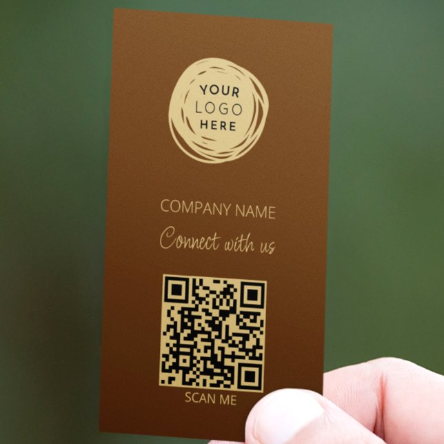 Carte De Visite Logo d'entreprise Brown QR Code (Créateur téléchargé)