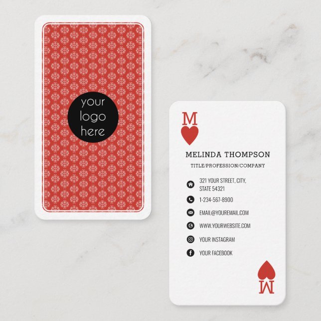 Carte De Visite Logo d'entreprise Coeurs uniques Lecture (Devant / Derrière)