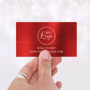 Carte De Visite Logo d'entreprise Faux Rouge Clair Feuille