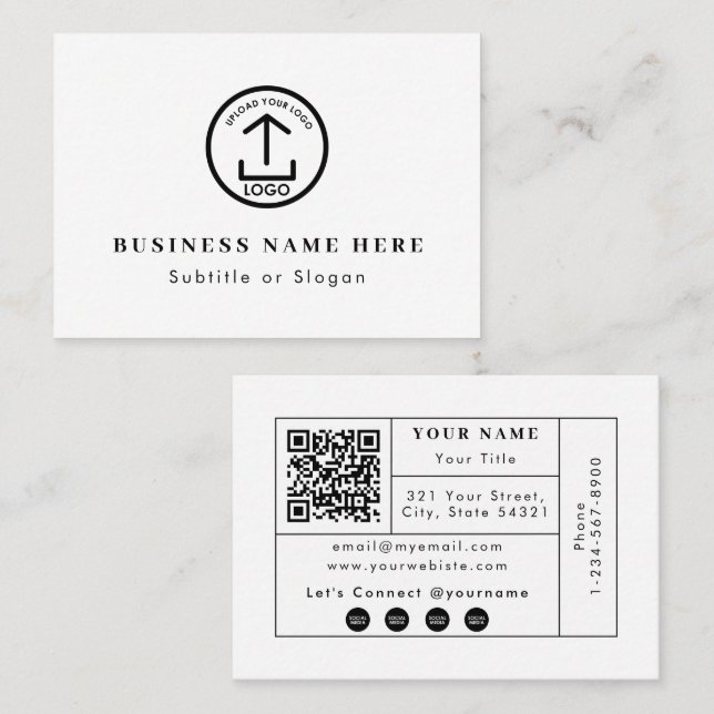 Carte De Visite Logo d'entreprise moderne QR Code Social Media Con (Devant / Derrière)