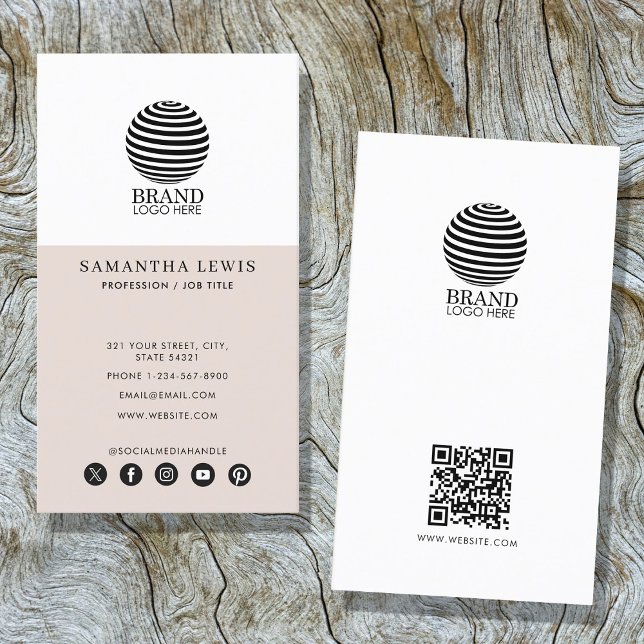 Carte De Visite Logo d'entreprise moderne Social Media QR Code (Modern Business Logo Social Media QR Code Business Card)