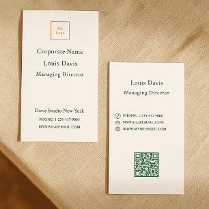 Carte De Visite Logo d'entreprise moderne vert émeraude ivoire
