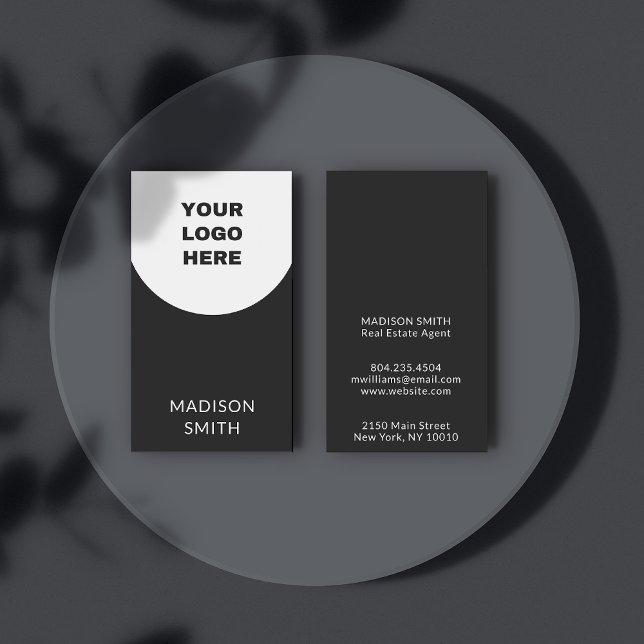 Carte De Visite Logo d'entreprise Noir & Blanc Arc Minimaliste (Business Logo Black & White Arch Minimalist Business Card
)