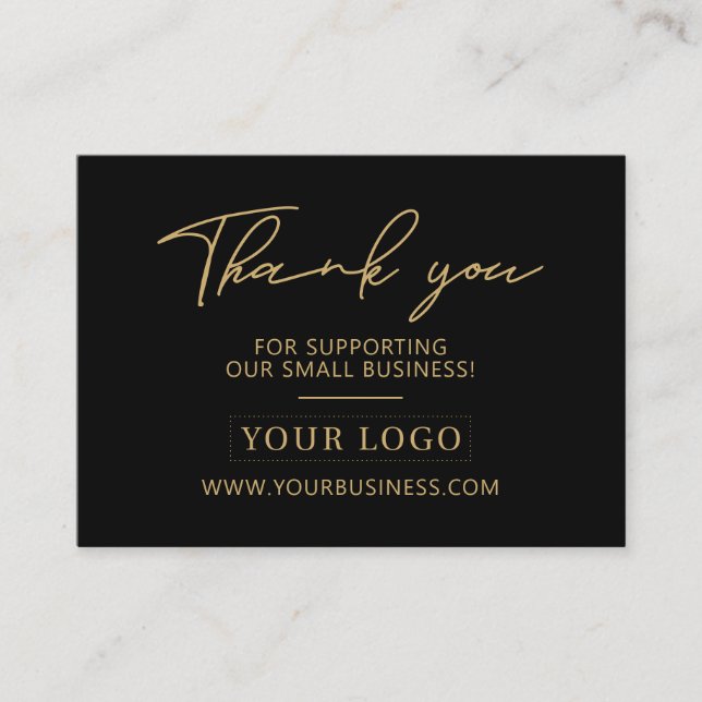 Carte De Visite Logo d'entreprise Noir & Or Merci (Devant)