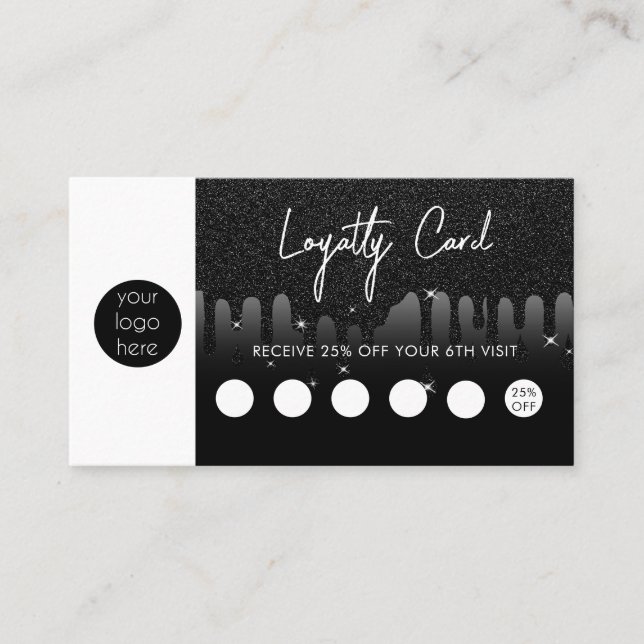 Carte De Visite Logo d'entreprise Parties scintillant noire Code Q (Devant)