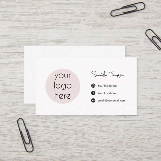 Carte De Visite Logo d'entreprise personnalisé Médias sociaux (Devant/Arrière en situation)