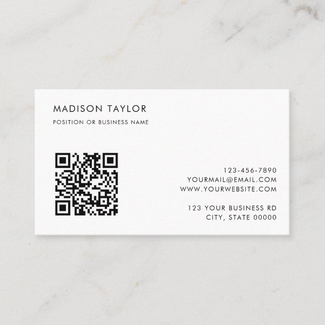 Carte De Visite Logo d'entreprise personnalisée de base Code QR mi (Devant)