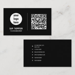Carte De Visite Logo d'entreprise QR Code Moderne Minimaliste