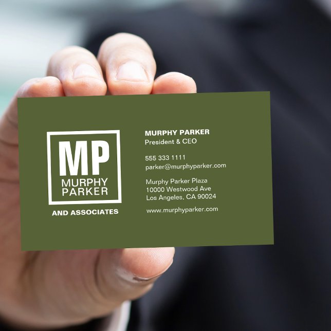 Carte De Visite Logo d'entreprise simple et olive (Créateur téléchargé)