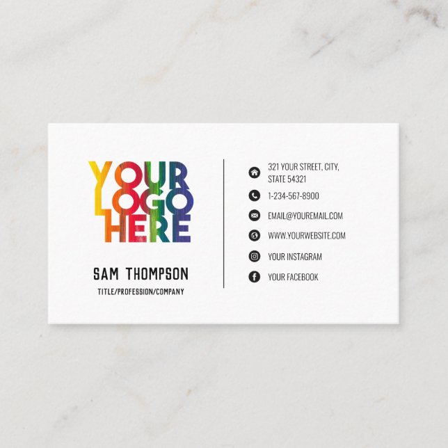 Carte De Visite Logo d'entreprise simple Icônes de médias sociaux (Devant)