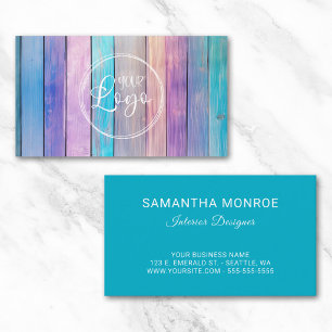 Carte De Visite Logo d'entreprise Violet Rose Turquoise Planches d