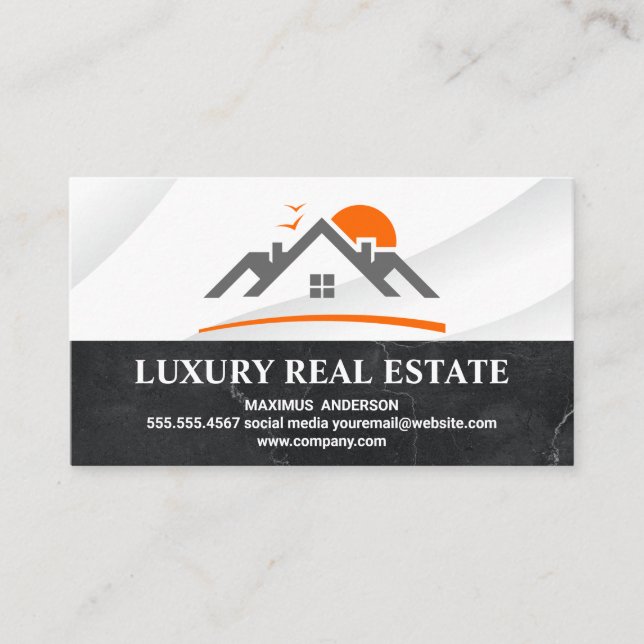 Carte De Visite Logo des biens immobiliers | Marbre noir (Devant)