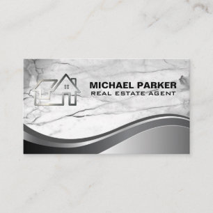 Carte De Visite Logo des biens immobiliers Métal minimaliste