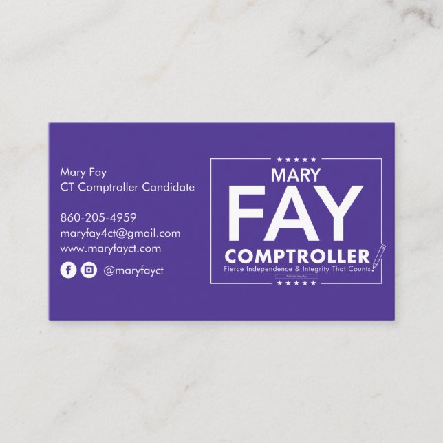 Carte De Visite Logo des candidats politiques Code QR Médias socia (Devant)