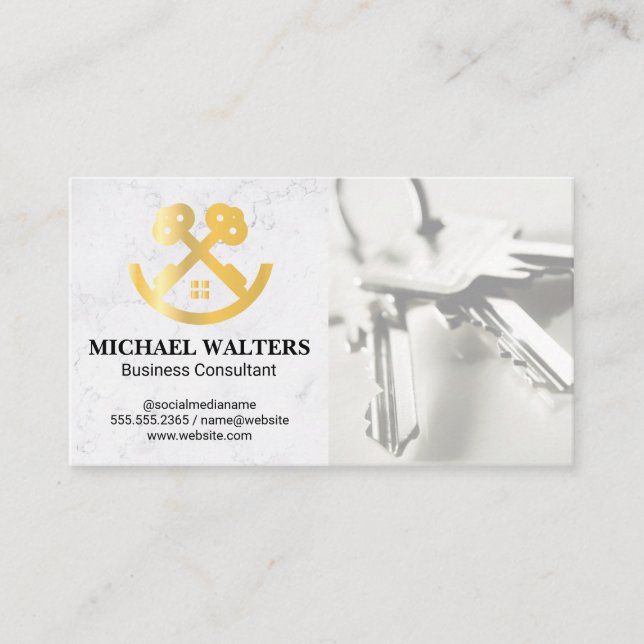 Carte De Visite Logo des clés de la maison | Agent immobilier (Devant)