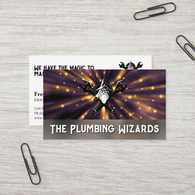 Carte De Visite Logo des clés Wizard | Arrière - plan magique (Devant/Arrière en situation)