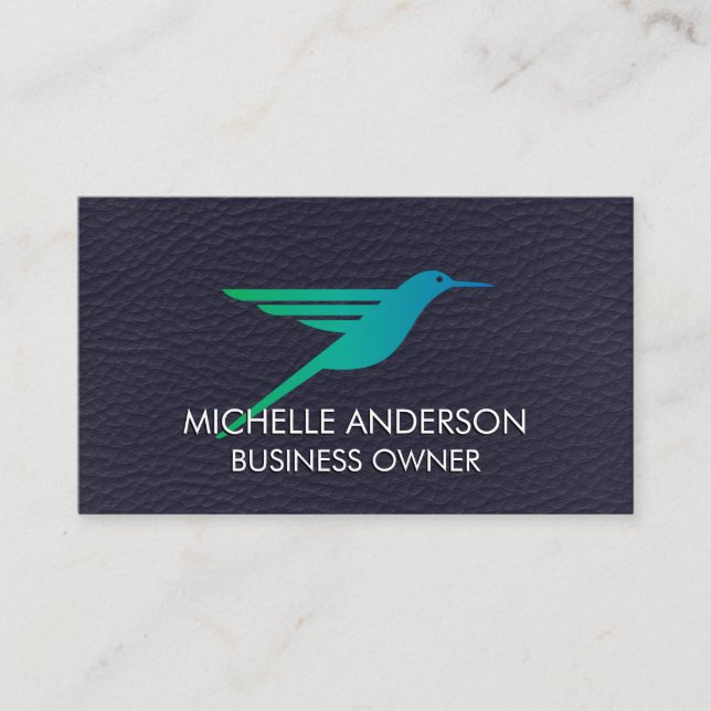 Carte De Visite Logo des colibris | Arrière - plan en cuir (Devant)