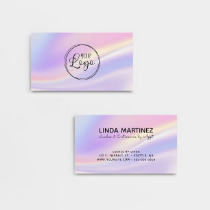 Carte De Visite Logo des couleurs pastel rose violet iridescente