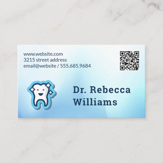 Carte De Visite Logo des dents | Code barre QR (Devant)