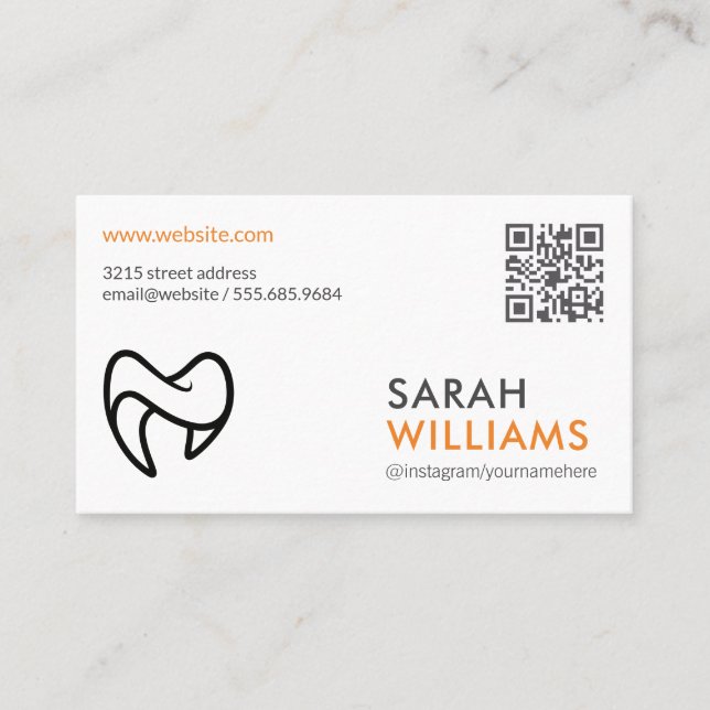Carte De Visite Logo des dents | Code QR (Devant)