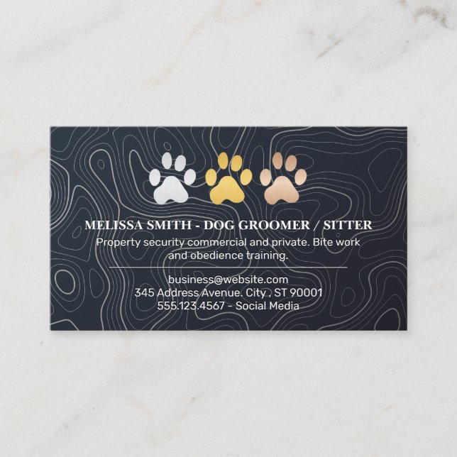 Carte De Visite Logo des Empreintes de pattes de chiens (Devant)
