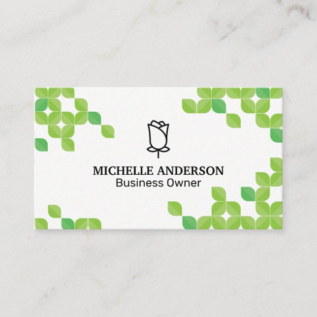Carte De Visite Logo des fleurs | Motif Feuille verte (Devant)