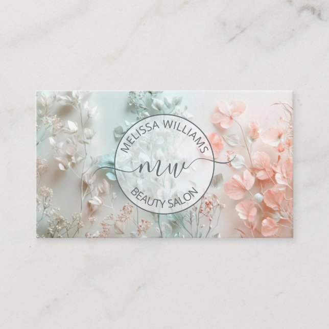 Carte De Visite Logo des fleurs Pastel Boho (Devant)