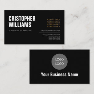 Carte De Visite Logo des icônes noires de l'assistant administrat
