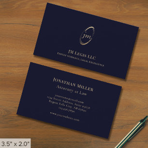 Carte De Visite Logo des Initiales de luxe Blue Professional