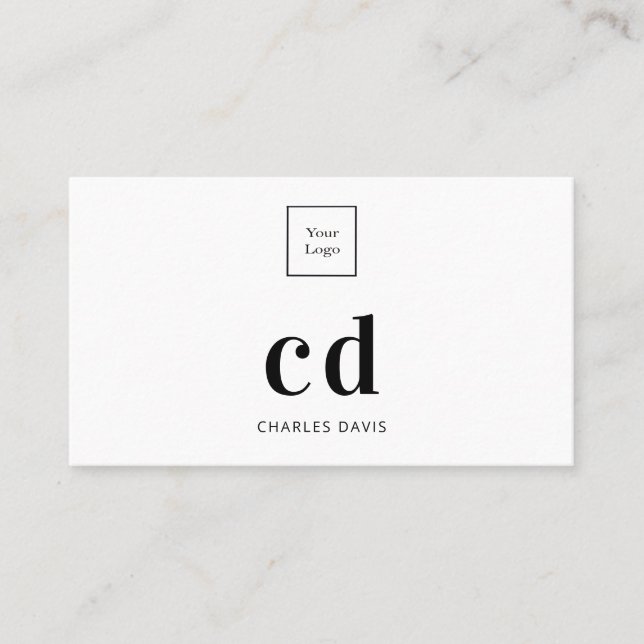 Carte De Visite Logo des initiales du monogramme noir blanc (Devant)