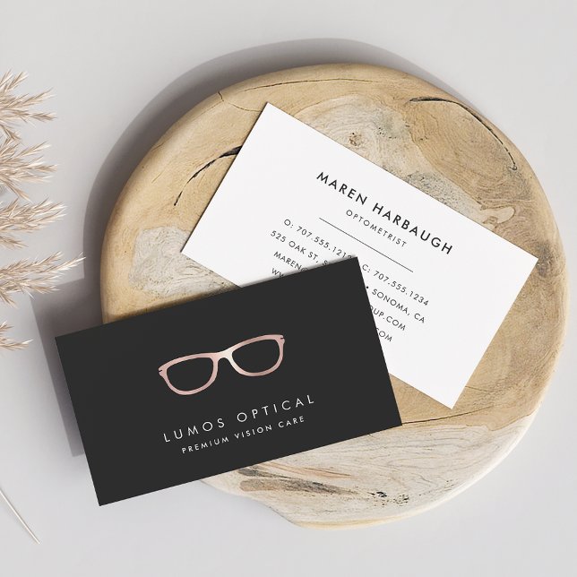 Carte De Visite Logo des lunettes d'or Faux Rose (Créateur téléchargé)