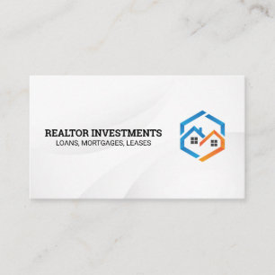 Carte De Visite Logo des maisons Blue Orange   Blanc lisse