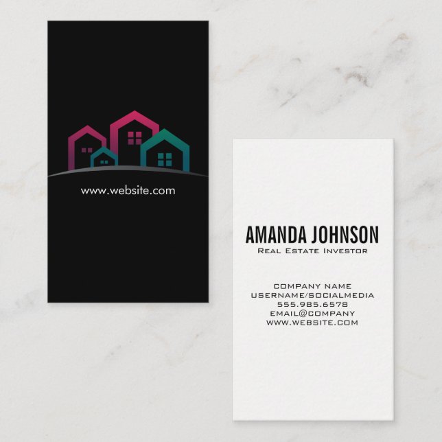 Carte De Visite Logo des maisons immobilières (Devant / Derrière)