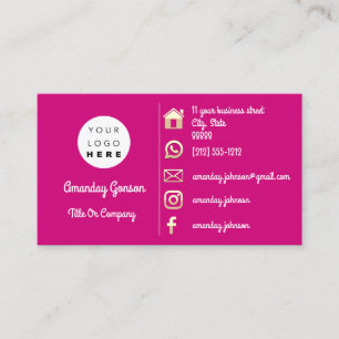 Carte De Visite Logo des médias sociaux Gold QR Code personnalisé