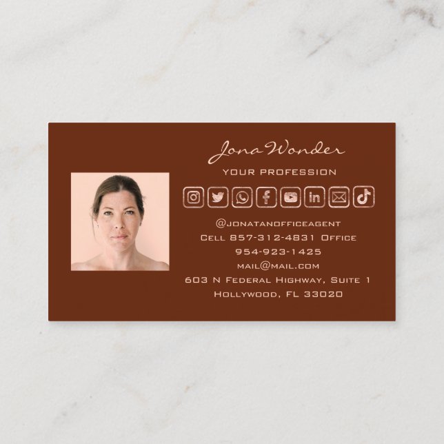 Carte De Visite Logo des médias sociaux Photo personnalisée QR Cod (Dos)