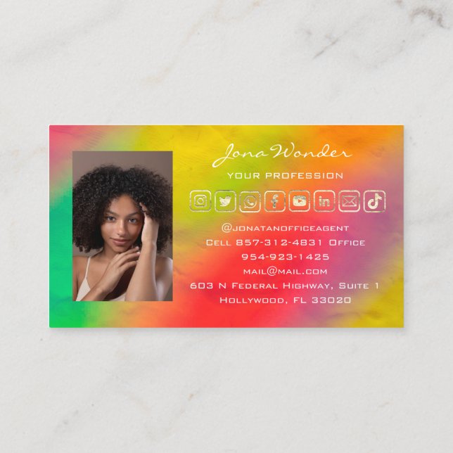 Carte De Visite Logo des médias sociaux Photo QR Code maquillage H (Dos)