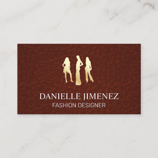 Carte De Visite Logo des modèles d'or | Cuir Brown (Devant)