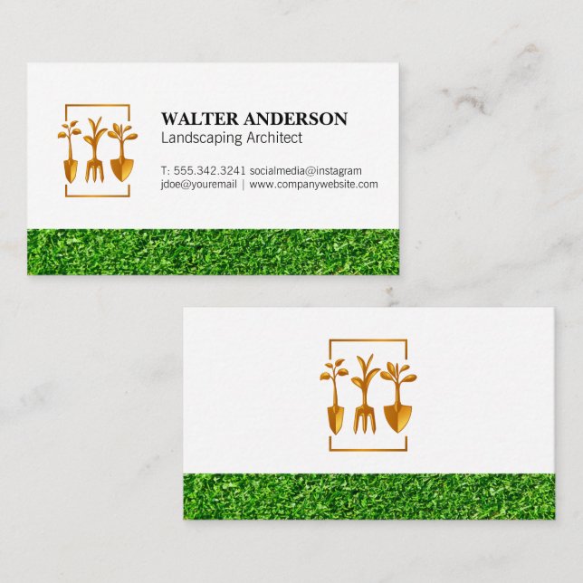Carte De Visite Logo des outils d'aménagement paysager | Couper l' (Devant / Derrière)