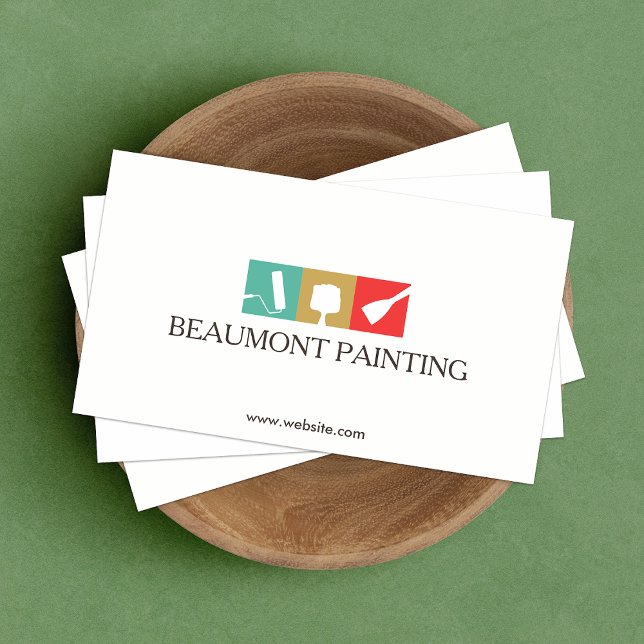 Carte De Visite Logo des outils de peinture de peintre maison (Créateur téléchargé)