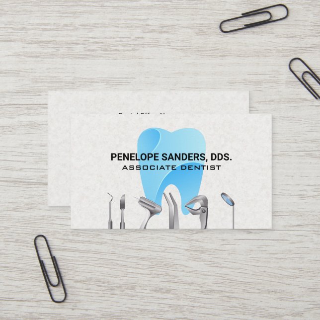 Carte De Visite Logo des outils dentaires | Icône dent (Devant/Arrière en situation)