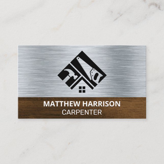Carte De Visite Logo des outils main | Bois métallique (Devant)