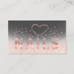 Carte De Visite Logo des papillons roses en or glitterie de luxe