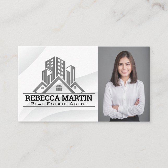 Carte De Visite Logo des propriétés immobilières | Femme d'affaire (Devant)