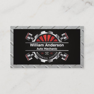 Carte De Visite Logo des services mécaniques Poistons métallique