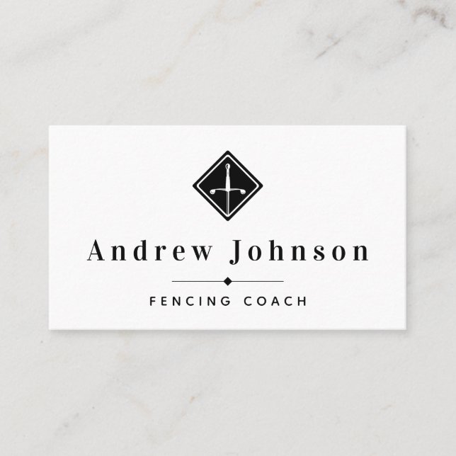 Carte De Visite Logo d'escrime moderne instructeur Fencer Sports (Devant)