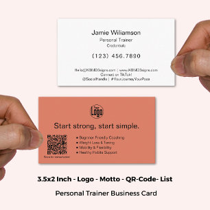 Carte De Visite Logo Devise QR-code Services Orange Brûlé Fitness
