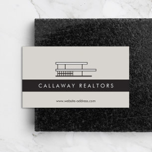 Carte De Visite Logo d'habitation moderne unique sur Grey Real Est