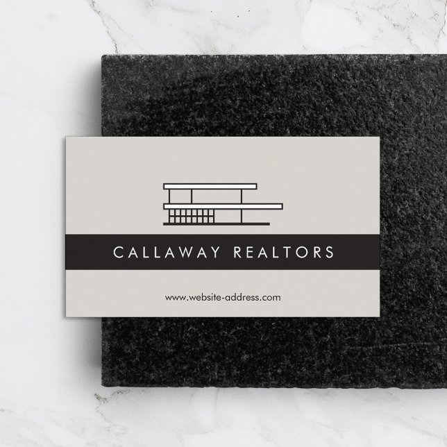 Carte De Visite Logo d'habitation moderne unique sur Grey Real Est (Créateur téléchargé)