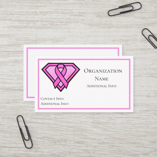 Carte De Visite Logo Diamond de sensibilisation au cancer du sein  (Devant/Arrière en situation)